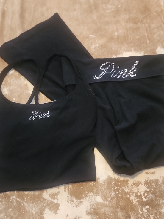 PINK Victoria's Secret Other - Pink VS Matching Set Tank And Wide Legged Leggings With Bling. Size: M